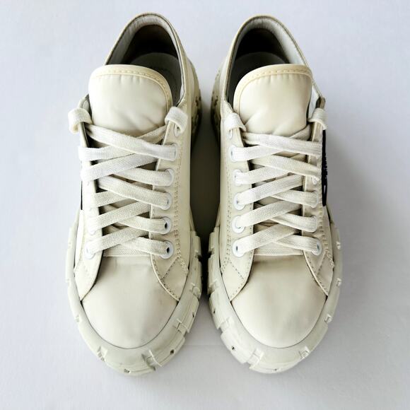 Prada Double Wheel Re-Nylon Trainer White Size 37.5 Platform Sneakers Fashion - Picture 3 of 16